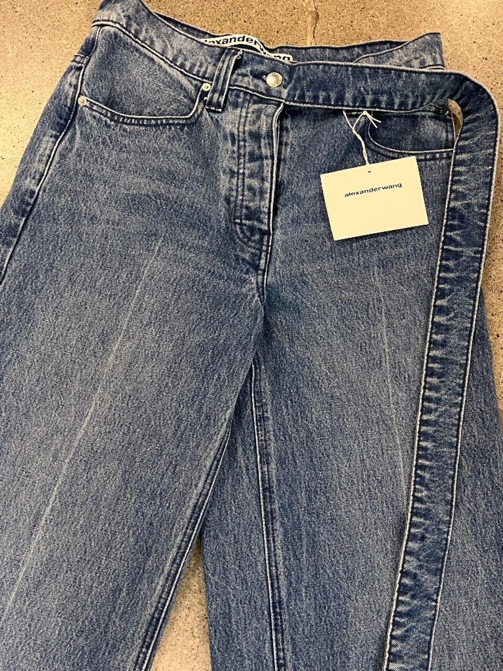 NWT Alexander Wang Raver High-rise Belted Wide Leg Jeans Sz 26 - Picture 12 of 15